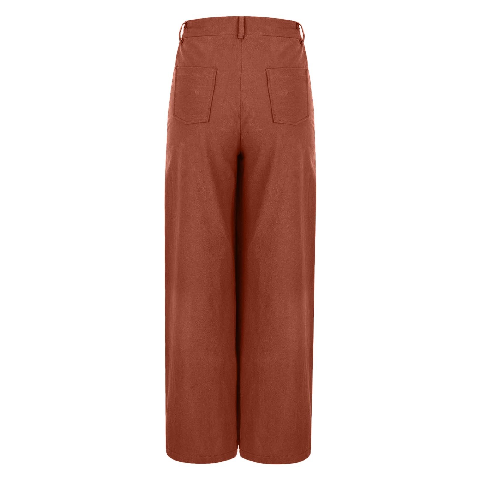 thumbnail image 5 of Pantalones palazzo de cintura alta para mujer - Pierna ancha, bolsillos - Informal/Mezcla de lino - Pantalones de moda - S-XXL, 5 of 5